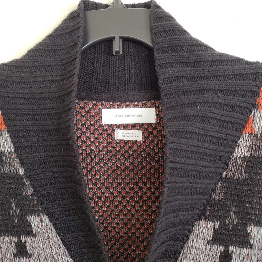 Urban Outfitters Men's Grey Black Southwestern Aztec Fox Grandpa Sweater Medium - Picture 8 of 16